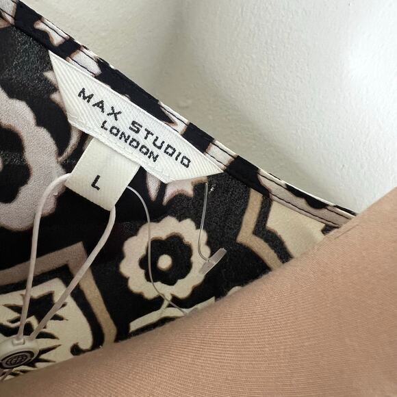 Max Studio Kimono Large Womens Batik Open Front Maximalist Boho Cream Black New - Picture 7 of 9